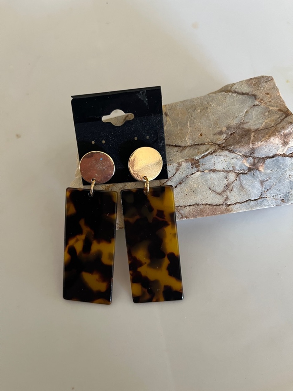 Gold & Tortoiseshell Drop Earrings